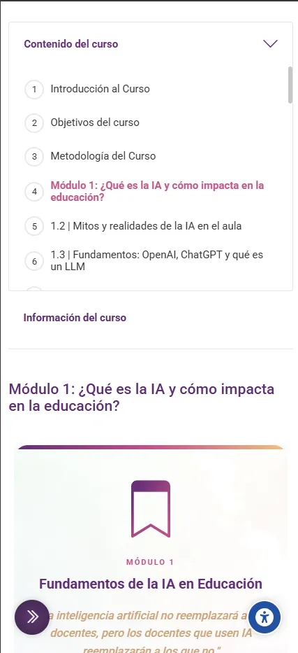 Plataforma e-Learning en iPhone
